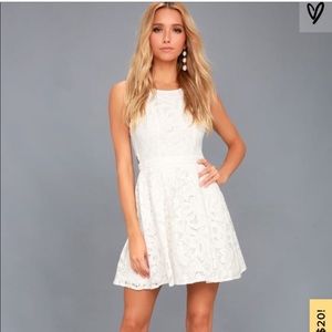 Lulus white lace cutout dress- Medium